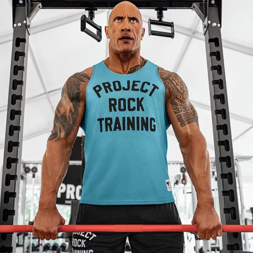 $55 UNDER ARMOUR PROJECT ROCK REVERSIBLE MESH TANK 1377442-433 GLACIER BLUE M